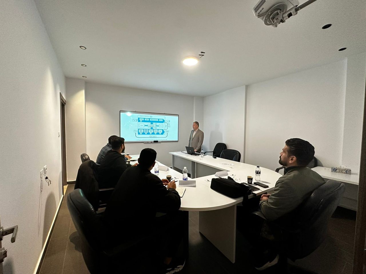 Instructor presenting to a group of trainees in a classroom